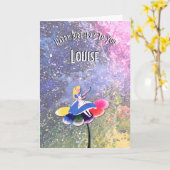 Carte Custom Happy Birthday ALICE card (Fleur jaune)