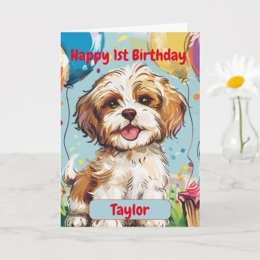 Carte Custom Happy Birthday Congratulations, Havanese, (Petite plante)