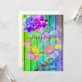 Carte Custom Happy Pâques Chic Rustic Vintage Farmhouse (Devant/Arrière en situation)