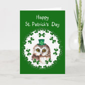 Carte Custom Happy St. Patrick's Day Shamrock Cute Owl (Devant)