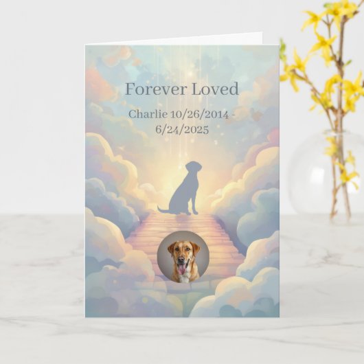 Carte Custom Labrador Retriever Rainbow Bridge Sympathy (Fleur jaune)