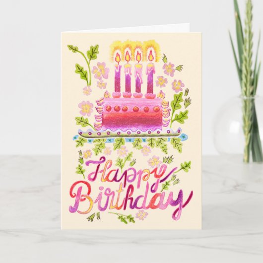 Carte Custom Logo Hand Drawn Whimsical Cake Birthday (Devant)