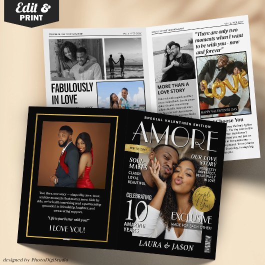 Carte Custom Magazine Greeting Card, Modern Valentines