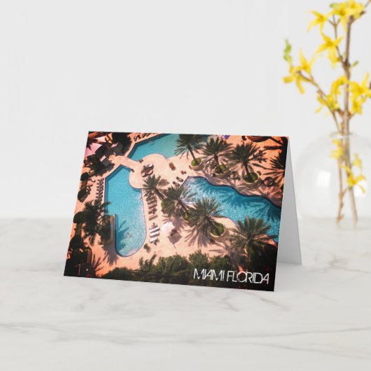 Carte Custom Miami Beach Florida - Pool Relax GOOD VIBES (Fleur jaune)