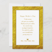 Carte Custom Mother's Day I Photo & Personal Message (Dos)