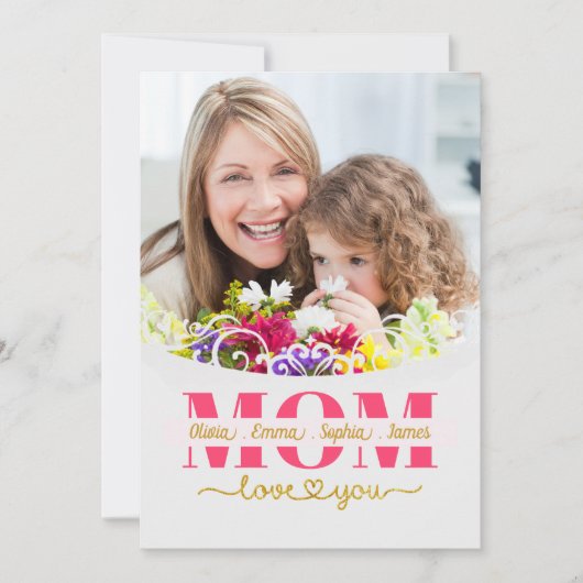 Carte Custom Mother's Day I Photo & Personal Message (Devant)