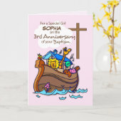 Carte Custom Name and Year Third Anniversary of Baptism (Fleur jaune)