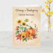 Carte Custom Name Priest Blessings on Thanksgiving (Fleur jaune)