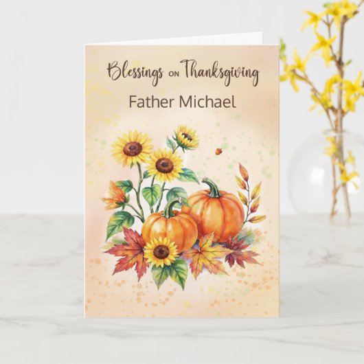 Carte Custom Name Priest Blessings on Thanksgiving (Fleur jaune)