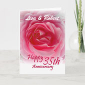 Carte CUSTOM NAMES - 35e Anniversary with Pink Rose (Devant)