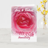 Carte CUSTOM NAMES - 35e Anniversary with Pink Rose (Fleur jaune)