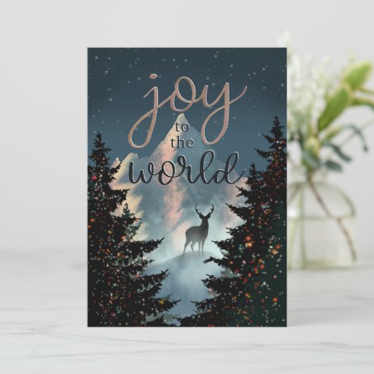 Carte Custom Photo Joy to the World Mountain Scene (Debout devant)