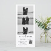 Carte Custom QR Code Photo Strip Wedding Save The Date (Debout devant)