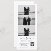 Carte Custom QR Code Photo Strip Wedding Save The Date (Devant / Derrière)