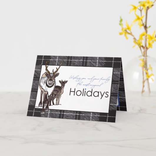 Carte Custom Reindeer Deer Christmas Holiday Magical (Fleur jaune)