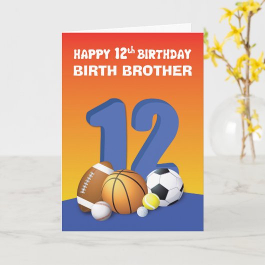 Carte Custom Relation Birth Brother Boy 12th Birthday Sp (Fleur jaune)