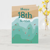 Carte Custom Retro Surfer Océan 18e anniversaire (Fleur jaune)