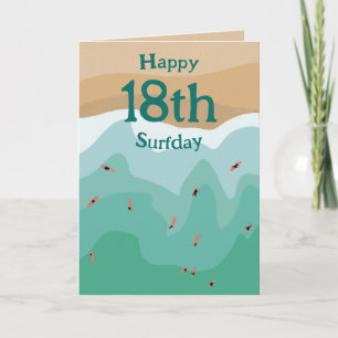 Carte Custom Retro Surfer Océan 18e anniversaire