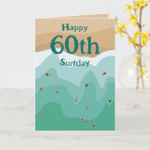 Carte Custom Retro Surfer Océan 60e anniversaire (Fleur jaune)