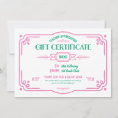 Carte Custom Teacher Appreciation Gift Certificate (Devant)