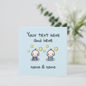Carte Custom Twin Baby Boys Congratulations w. Names, (Debout devant)