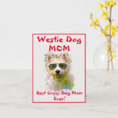 Carte Custom Westie Mom Dog Best Crazy Dog Lady Digital (Fleur jaune)