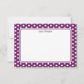 Carte Custom Whimsical Paw Print Polka Dot Purple Note (Devant)