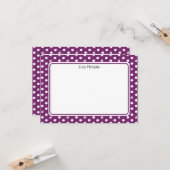 Carte Custom Whimsical Paw Print Polka Dot Purple Note (Devant/Arrière en situation)