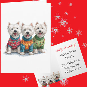 Carte Custom White Westie Noël laide Sweater Holiday