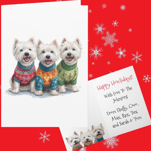 Carte Custom White Westie Noël laide Sweater Holiday