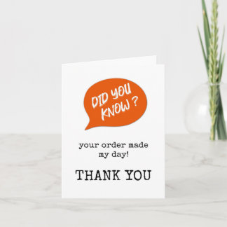 Carte Customer Order Thank You Card
