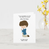 Carte Customisé Garçons Première Communion sainte (Fleur jaune)