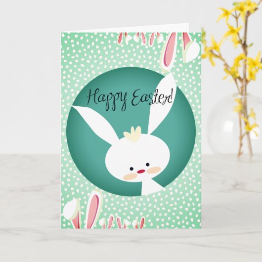 Carte Customisé HAPPY EASTER rustique lapin esthétique (Fleur jaune)