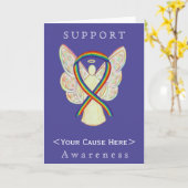 Carte Customisée Rainbow Awareness Ribbon Angel (Fleur jaune)