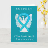 Carte Customisée Turquoise Awareness Ribbon Angel (Fleur jaune)