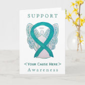 Carte Customisée turquoise d'angle de ruban de sen (Fleur jaune)