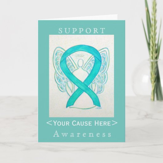 Carte Customisée turquoise d'angle de ruban de sen (Devant)