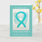 Carte Customisée turquoise d'angle de ruban de sen (Fleur jaune)
