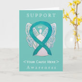 Carte Customisée turquoise d'angle de ruban de sen (Fleur jaune)