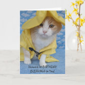 Carte Customizable Cat Shower of Blessings Birthday (Fleur jaune)