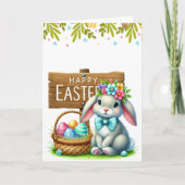 Carte Customizable Cute Rabbit Easter Card (Devant)