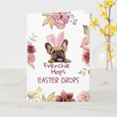 Carte Customizable Funny Frenchie Easter Greeting Card (Fleur jaune)