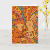 Carte Customize the Inside Fox & Rabbit Valentine's Day (Fleur jaune)