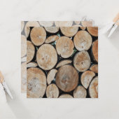 Carte Cut Tree Branch Logs Stacked Pattern Photograph  (Devant/Arrière en situation)