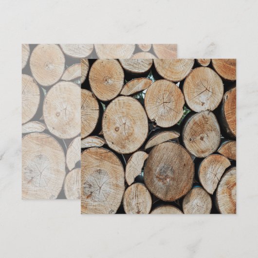 Carte Cut Tree Branch Logs Stacked Pattern Photograph  (Devant / Derrière)