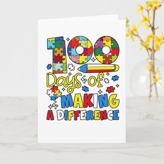 Carte Cute 100 Days Making A Difference Puzzle Inclusion (Fleur jaune)
