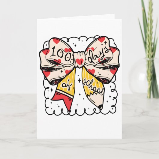 Carte Cute 100 Days Of School Bow Pencil Classroom (Devant)