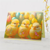 Carte Cute 3 Pâques Collection de poulet (Fleur jaune)