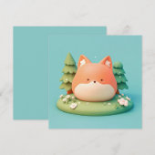Carte Cute 3D Clay Red Fox in Forest Meadow Postcard (Devant / Derrière)