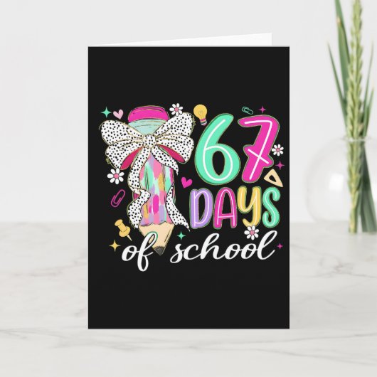 Carte Cute 67 Days Of School Pencil Bow Classroom Theme (Devant)